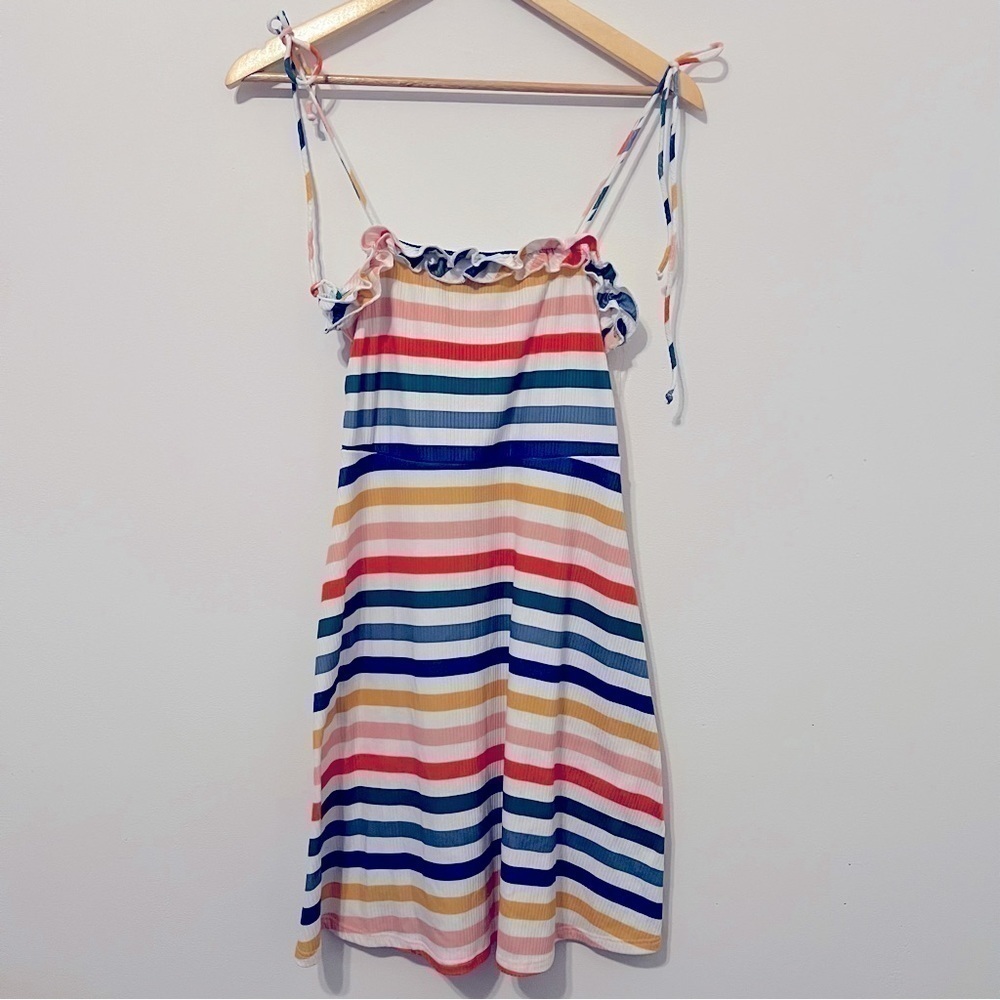 Adorable dress 70s style rainbow strappy Peach‎ Love California